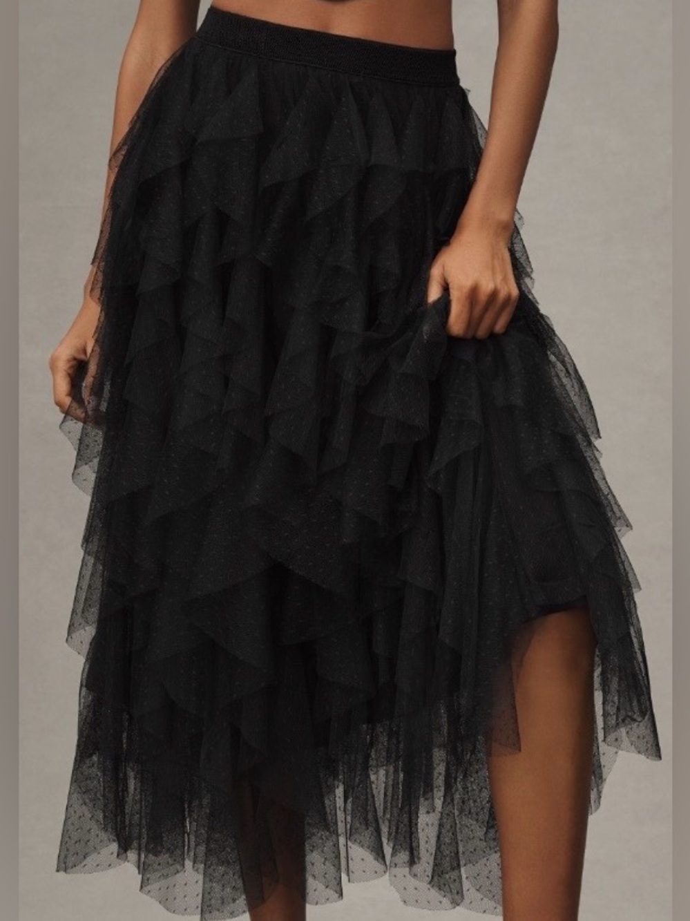 Anthropologie Chéri Ruffled Tulle Midi Skirt 3X NWT